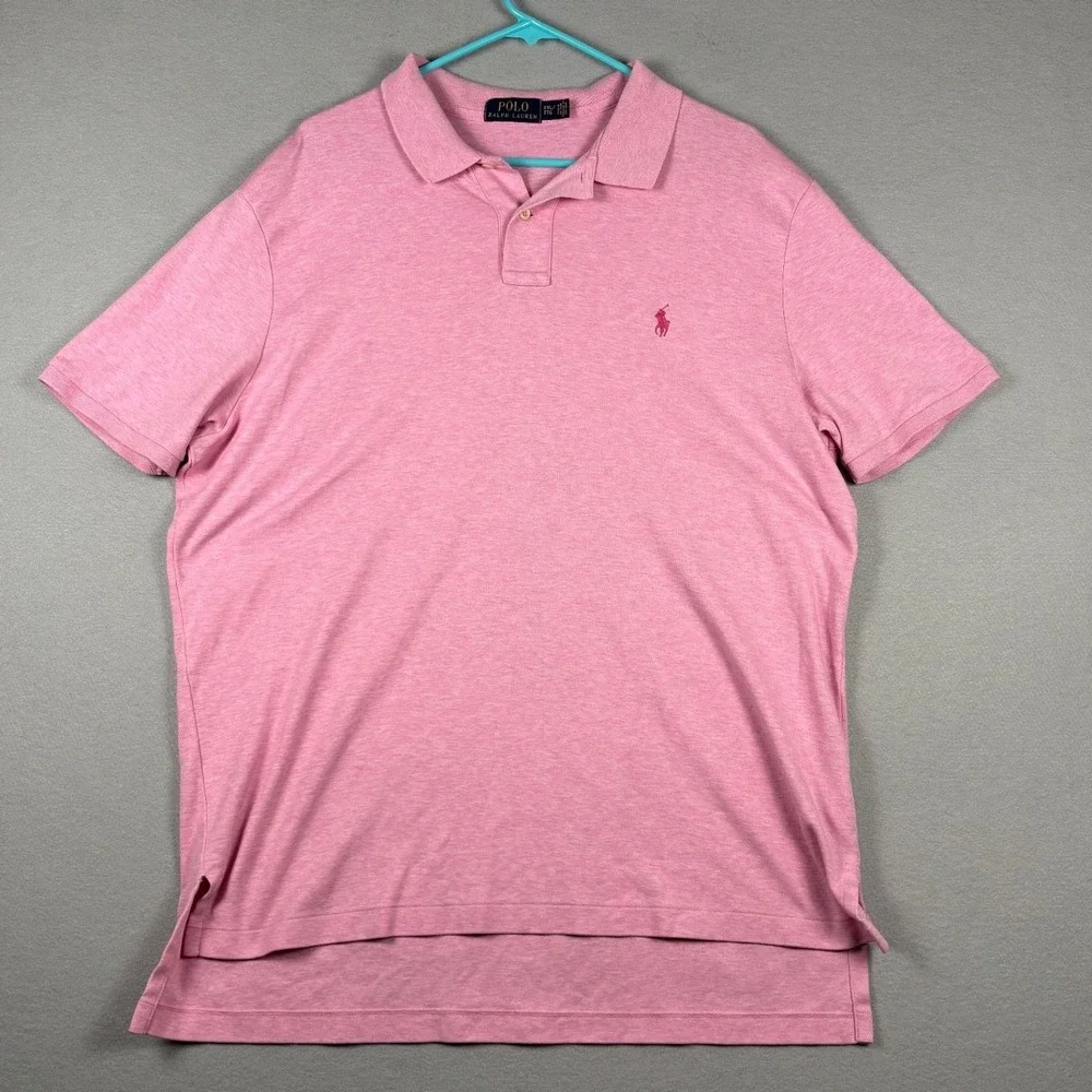 Polo Ralph Lauren Short Sleeve Polo Shirt Pony Logo XXL (Fits Like XL) Pink Mens